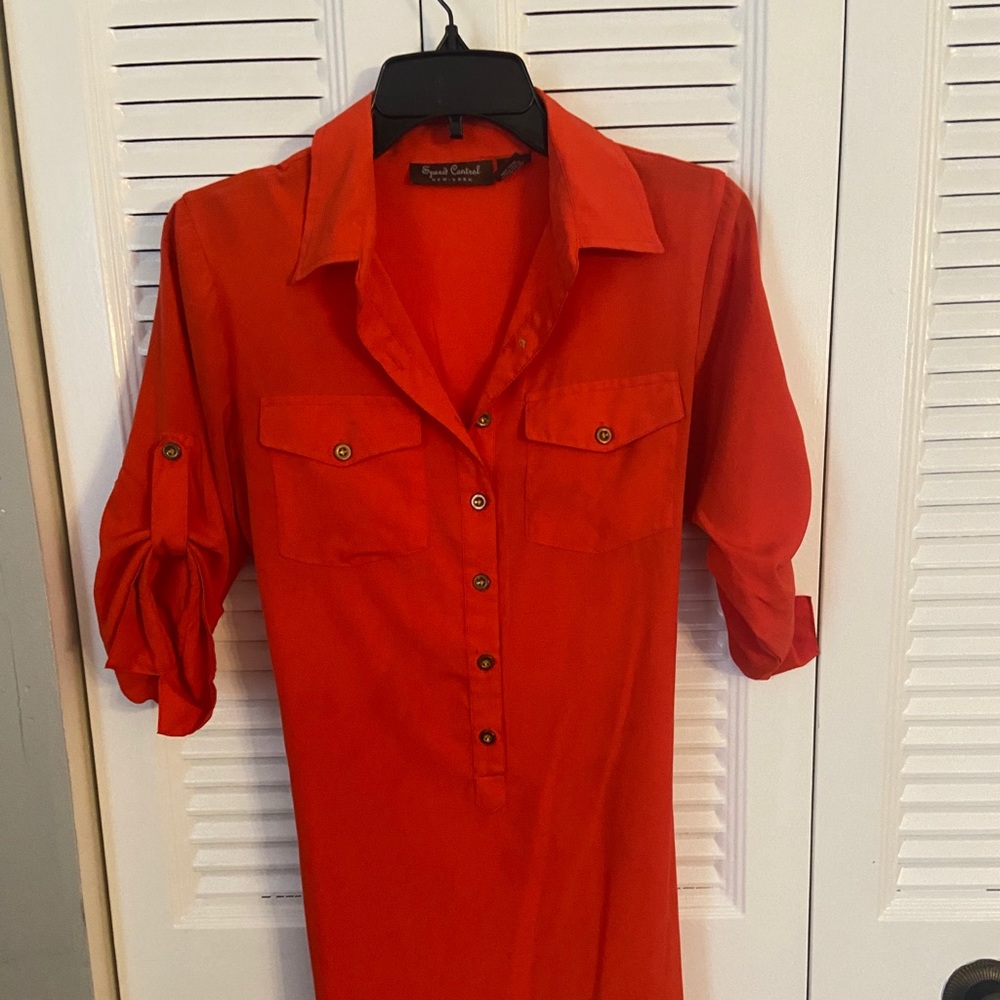 Orange button down dress